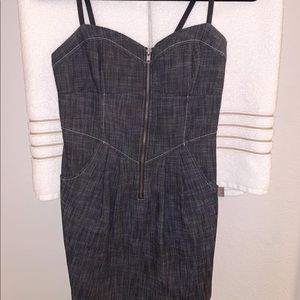 Denim dress with zipper